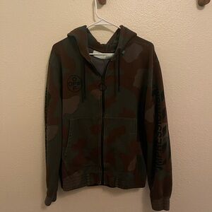 Off- White Camouflage Zip-Up Hoodie